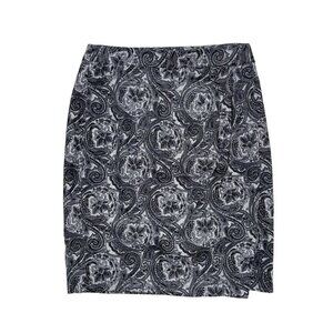 NEW‎ Talbots Wrap Straight Pencil Skirt Black Gray Paisley Wool Size 6